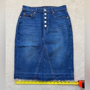 GAP Blue Button-Front Denim Pencil Skirt